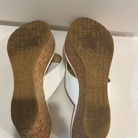 White Patent Leather Jimmy Choo Wedge Sandal. Size Euro 40. - Picture 6 of 11